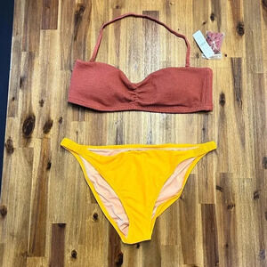 J CREW Swim Scrunchie Strap Full Coverage Bottom & Sweetheart Halter size XL NWT